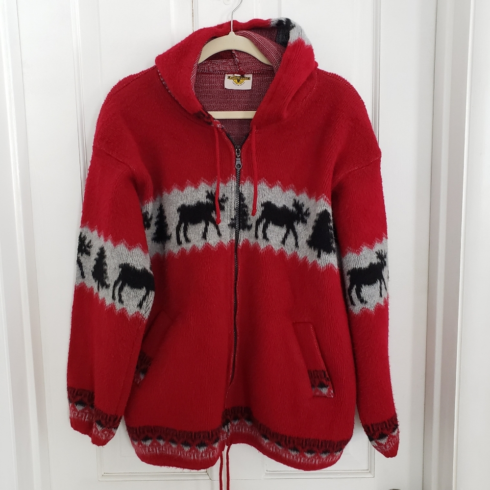 VTG Earth Ragz Mens Coat Jacket LARGE Hood Full Zip Outdoor‎ Woods  Moose Unisex